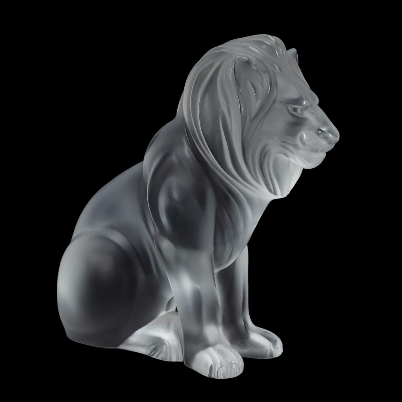 LALIQUE CRYSTAL BAMARA LION FIGURINE