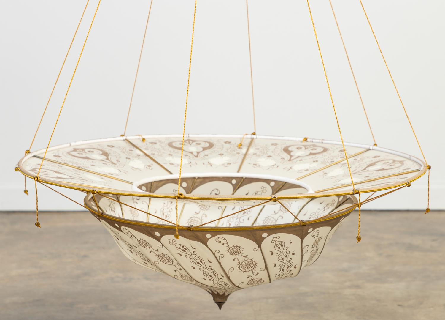 FORTUNY-STYLE SILK PENDANT CHANDELIER