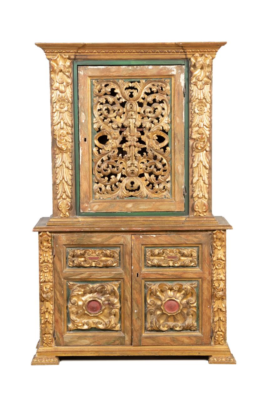 BAROQUE STYLE GILT & PAINTED CABINET