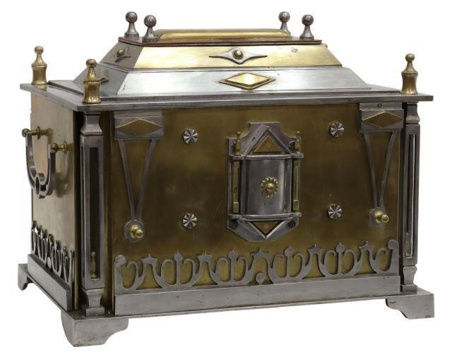 AUSTRIAN STEEL BRASS JEWEL CASKET 3590f3