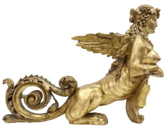 FRENCH GILTWOOD WINGED SPHINX ARCHITECTURALLarge 3590fa