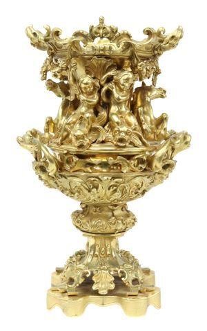 FINE FRENCH BRONZE DORE URN FORM 359138