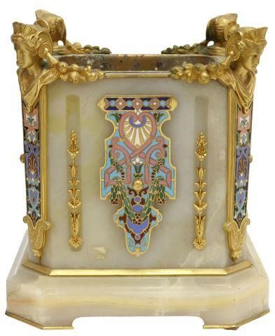 FRENCH ONYX BRONZE CHAMPLEVE ENAMEL 35913e