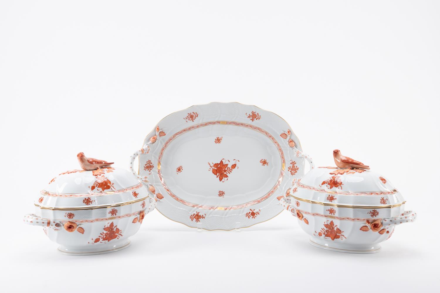 3 HEREND SERVING PIECES BIRD TUREENS 35914c