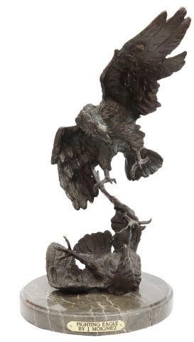 BRONZE SCULPTURE, FIGHTING EAGLES, AFTER