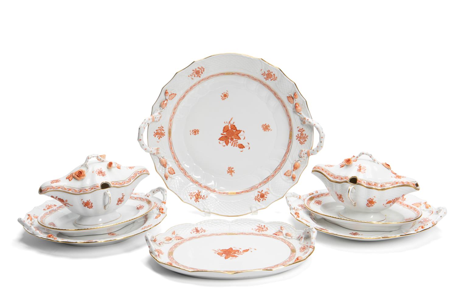 6PC RUST CHINESE BOUQUET PLATTERS 359189