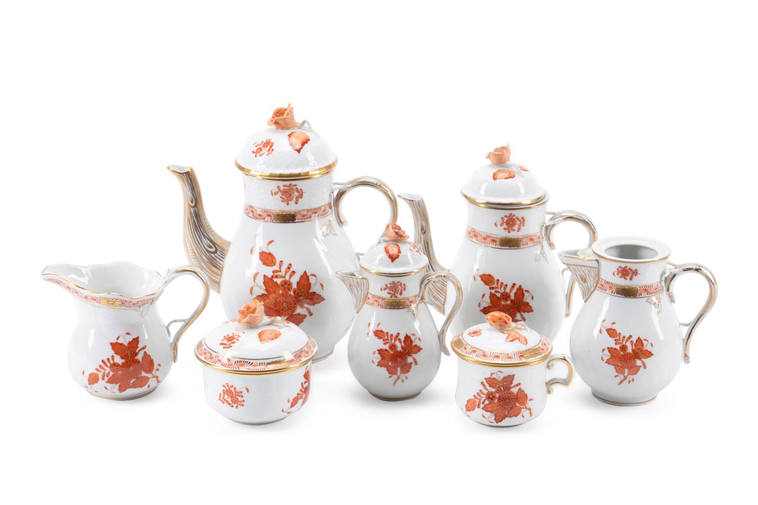 7PC HEREND RUST CHINESE BOUQUET 35918d