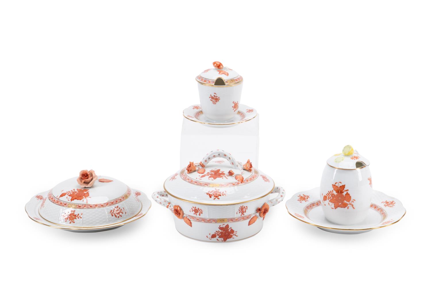 4PC HEREND RUST CHINESE BOUQUET  359192