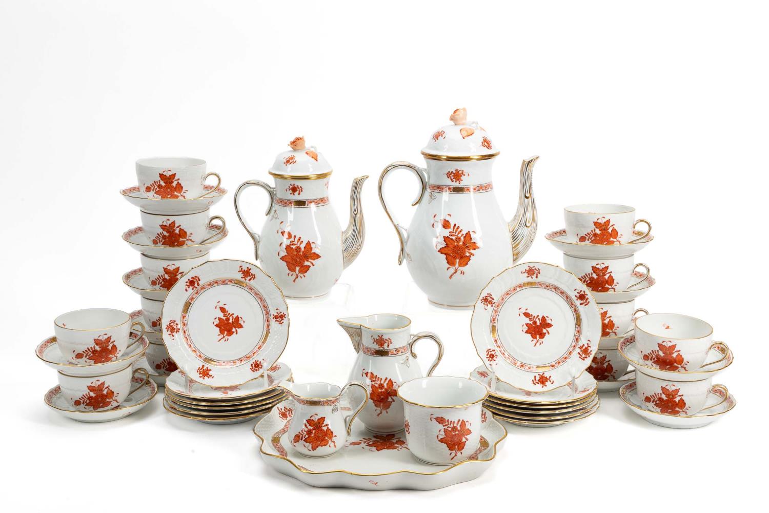 44PC HEREND RUST CHINESE BOUQUET 35918f