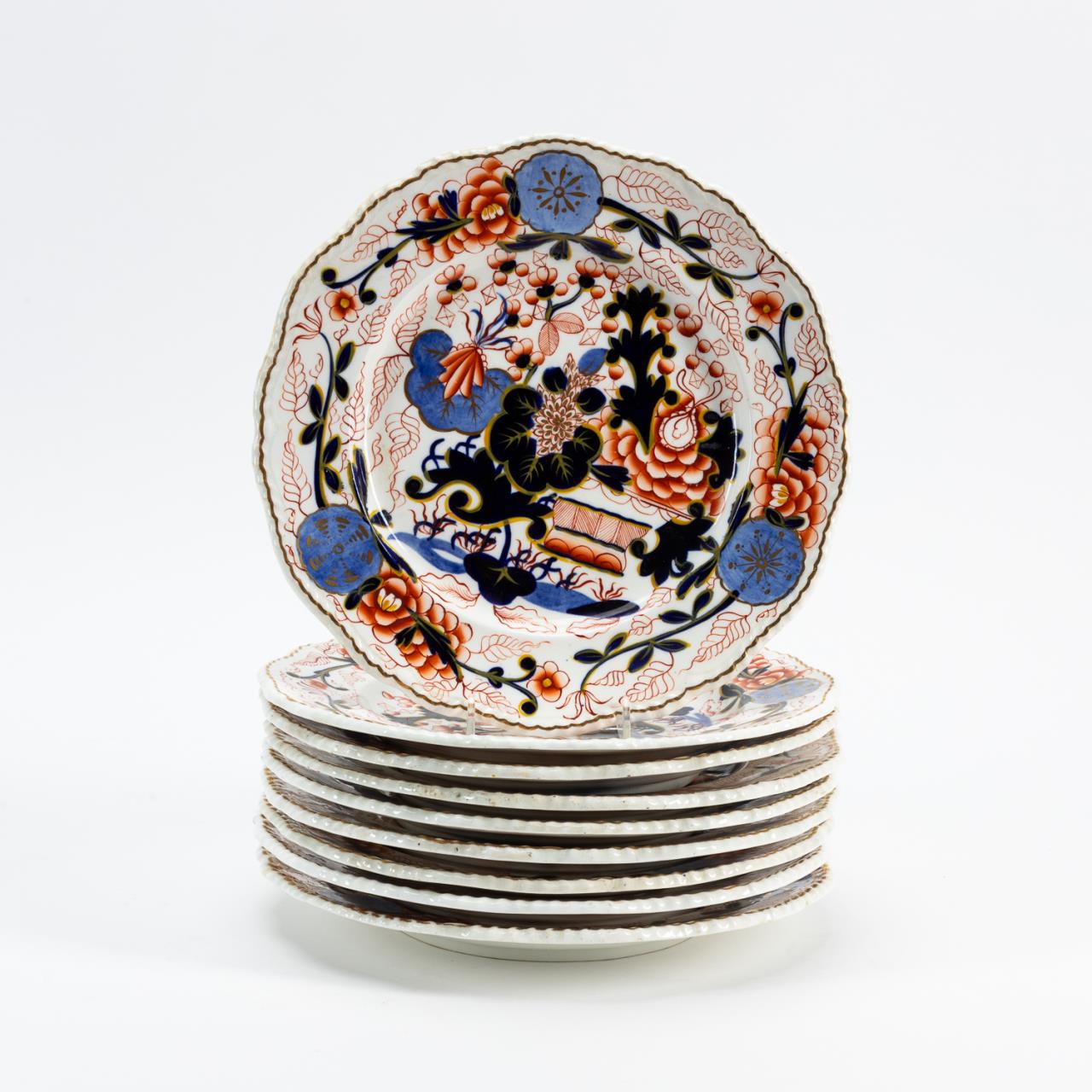 9 PC 19TH C. ENGLISH IMARI DINNER