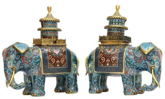 (2) CHINESE CLOISONNE ENAMEL PAGODA