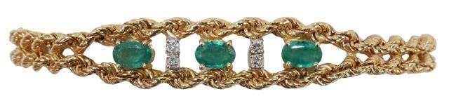 ESTATE 14KT GOLD EMERALD DIAMOND 3591cb