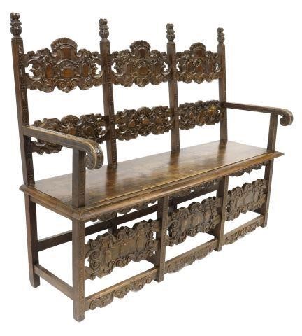 SPANISH CARVED WALNUT TRIPLE CHAIR 3591f5