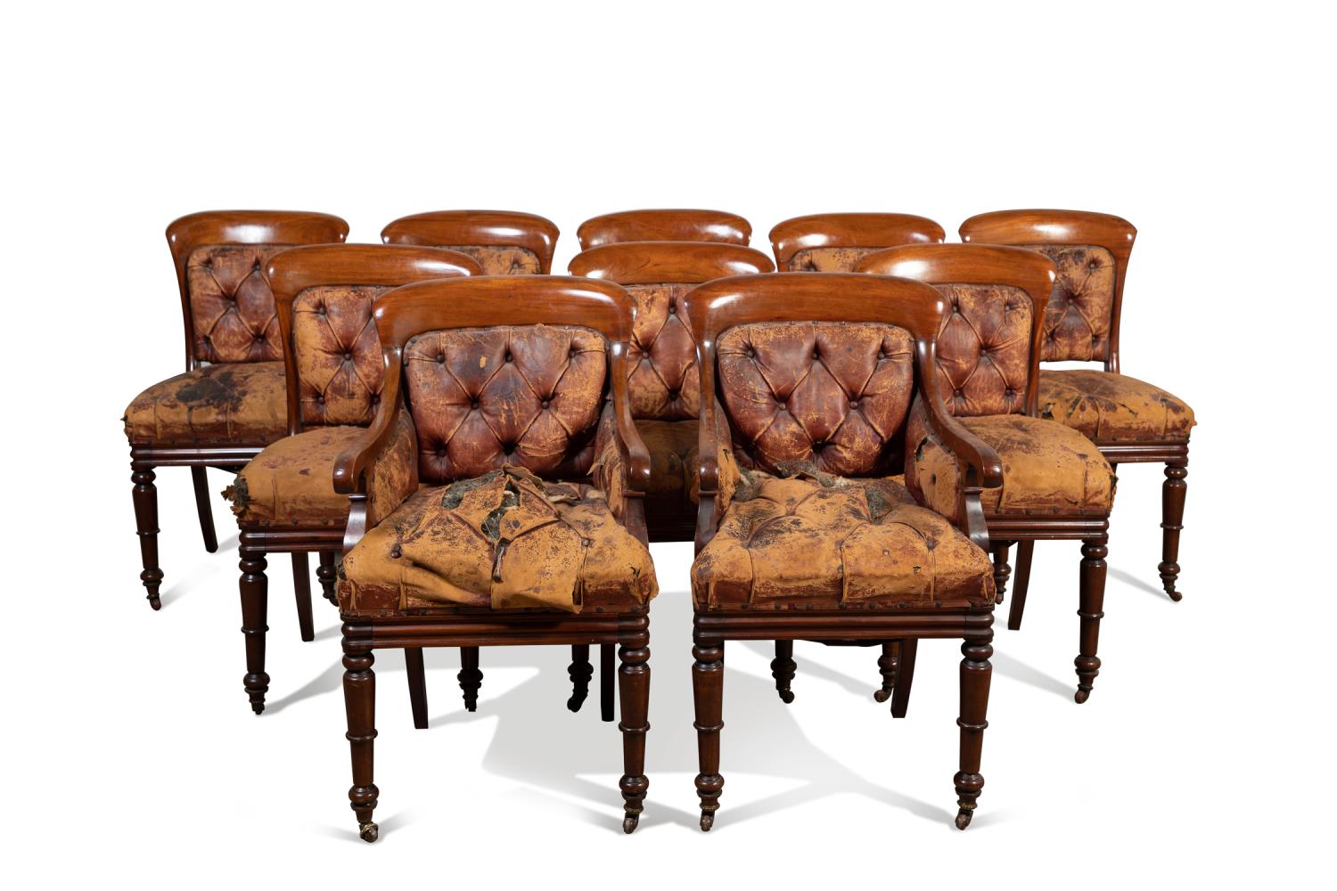 10 WILLIAM IV MAHOGANY DINING CHAIRS,