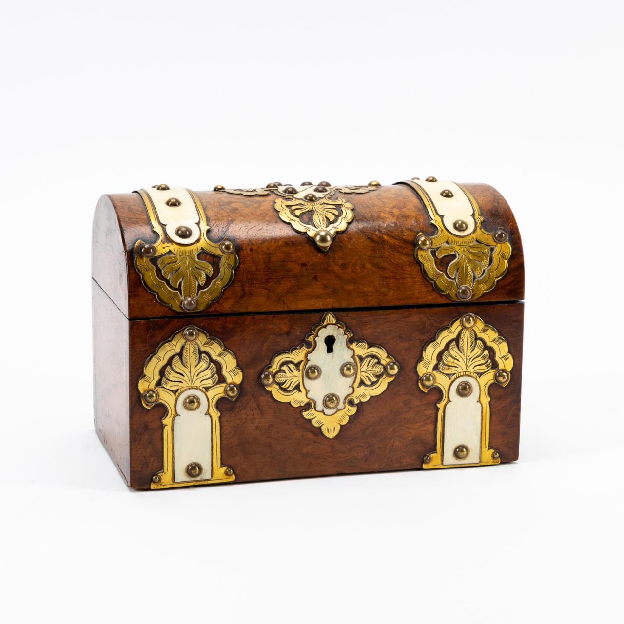 19TH C.  BRASS & BONE BOUND BURL