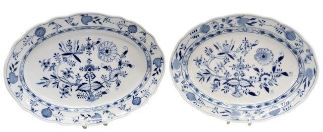 (2) MEISSEN BLUE ONION PORCELAIN