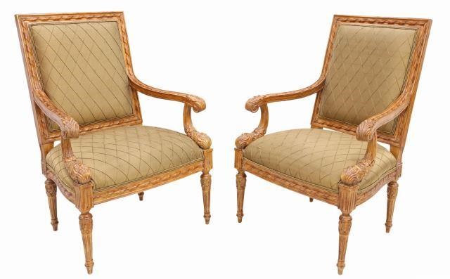 (2) LOUIS XVI STYLE UPHOLSTERED