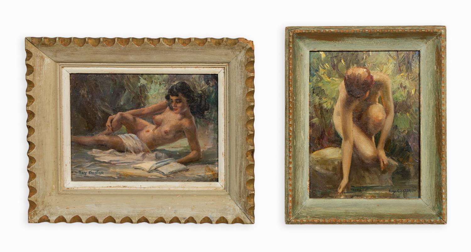 TWO ROY KEISTER OIL ON BOARD NUDES,