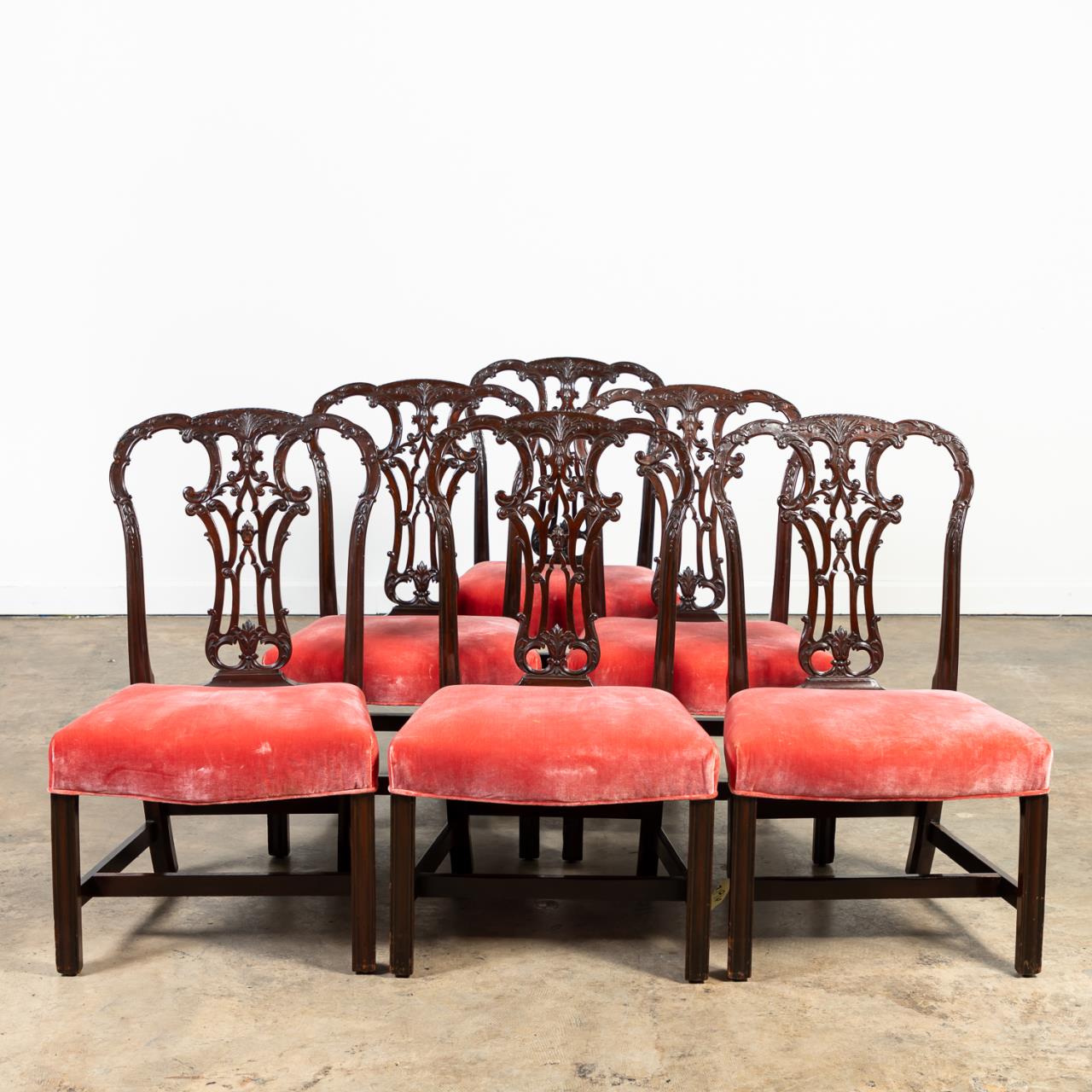 SET SIX, CHIPPENDALE MAHOGANY DINING