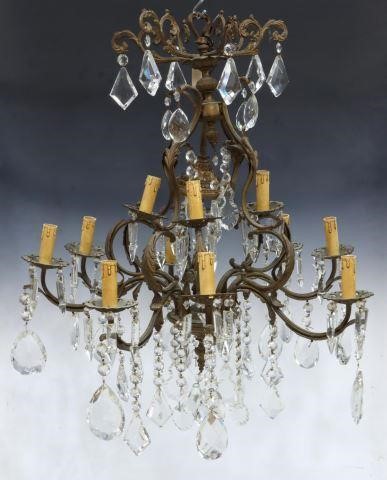 ITALIAN BRONZE CRYSTAL TWELVE LIGHT 3592ab