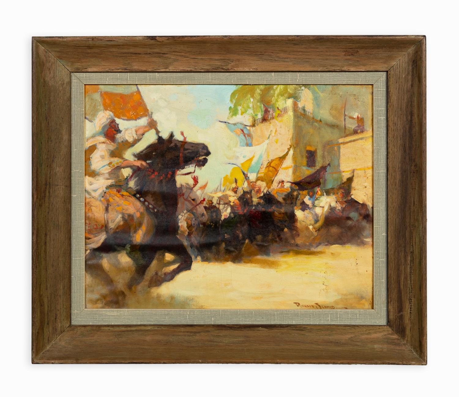 ORIENTALIST HORSE RACE O C SIGNED 3592b5