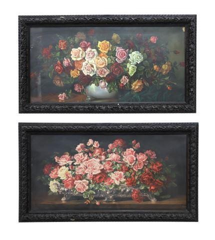  2 LARGE FRAMED FLORAL STILL LIFE 3592f6