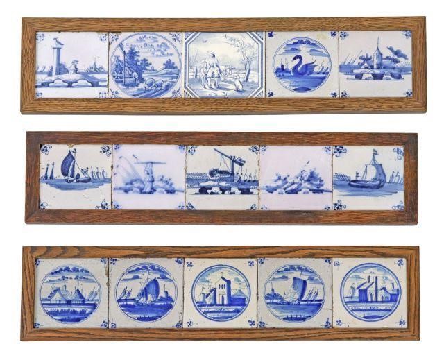 (3) DELFT BLUE & WHITE TILE HANGING