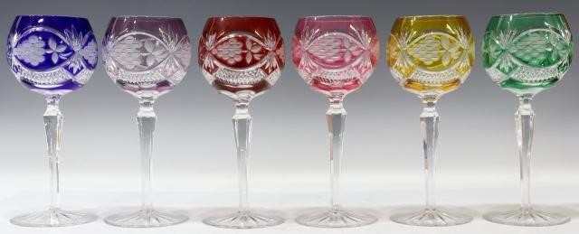 (6) BOHEMIAN CUT-TO-CLEAR CRYSTAL WINE