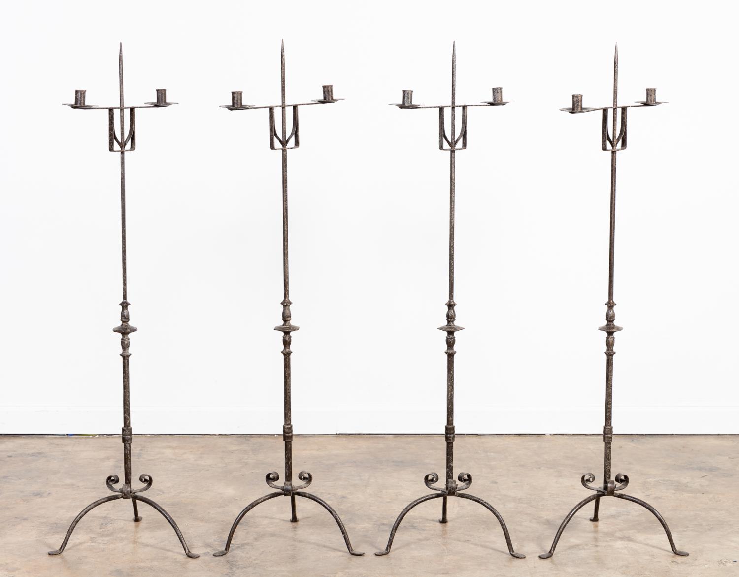 FOUR 18TH C. STYLE WROUGHT IRON