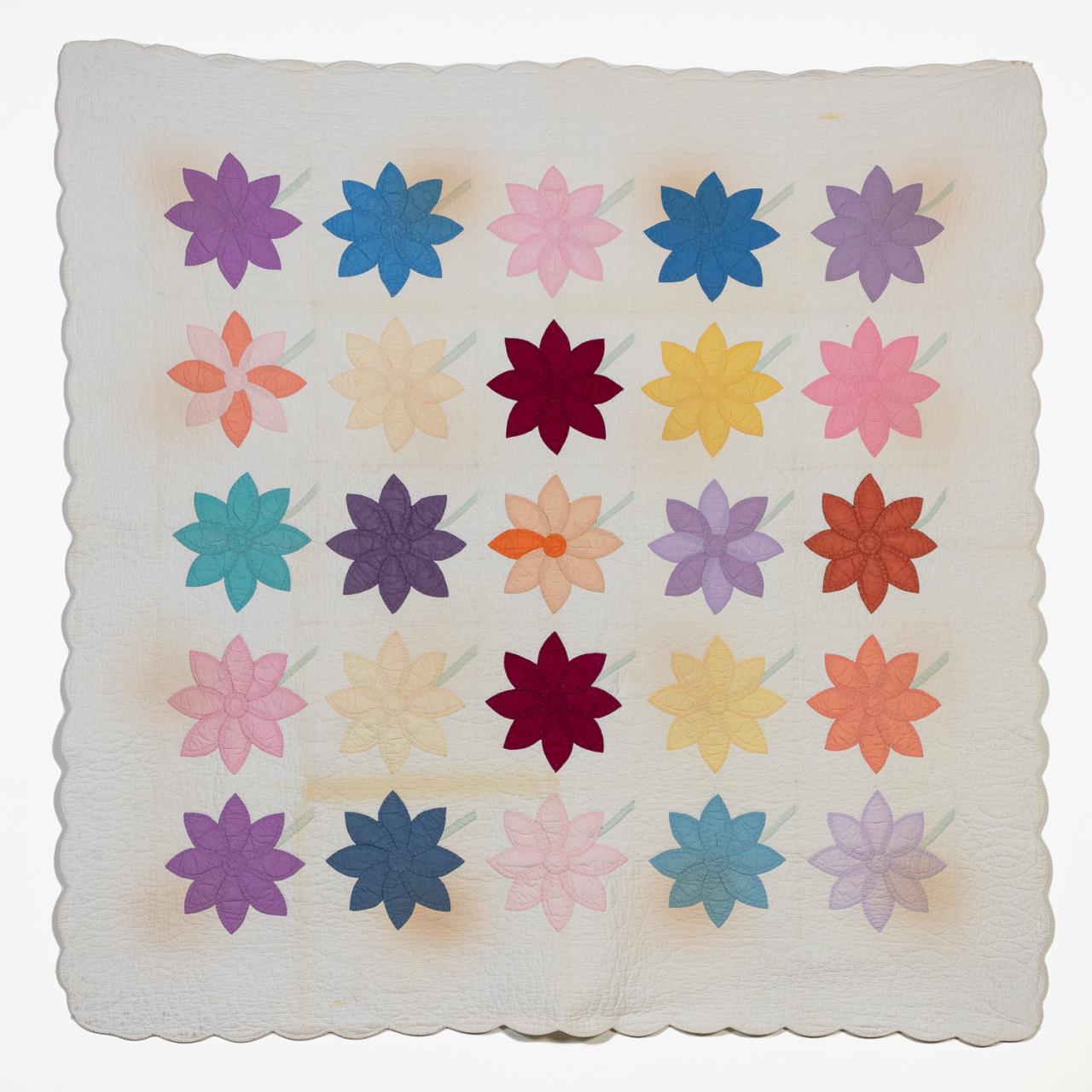 HAND QUILTED COTTON APPLIQUE FLOWER