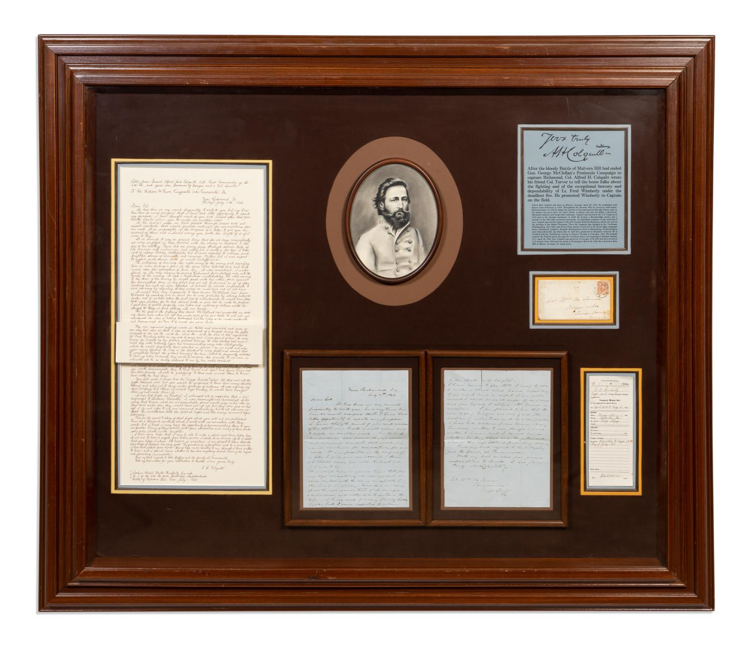 FRAMED CIVIL WAR COLONEL COLQUITT 35934e