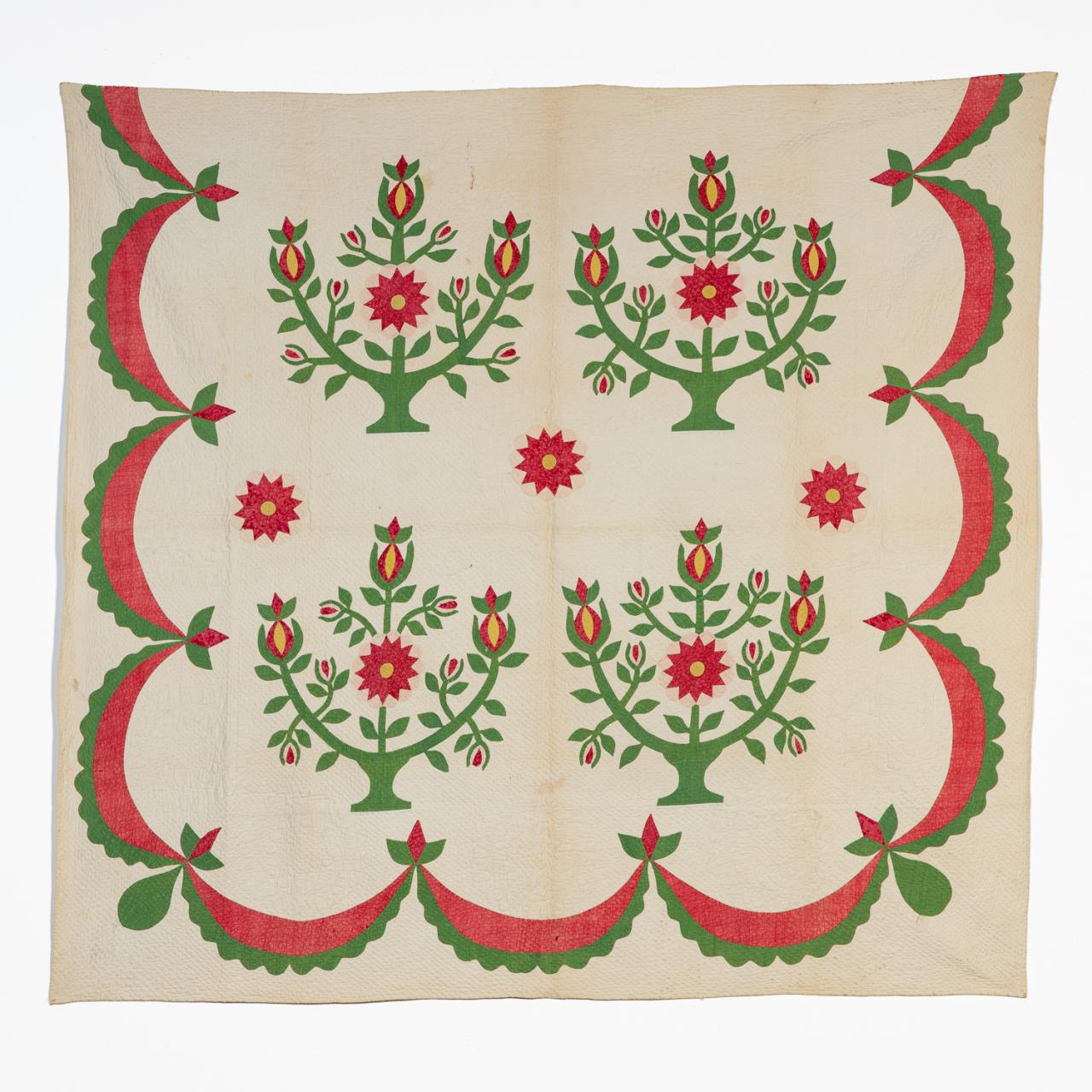 HAND QUILTED POMEGRANATE TREE APPLIQUE 359346