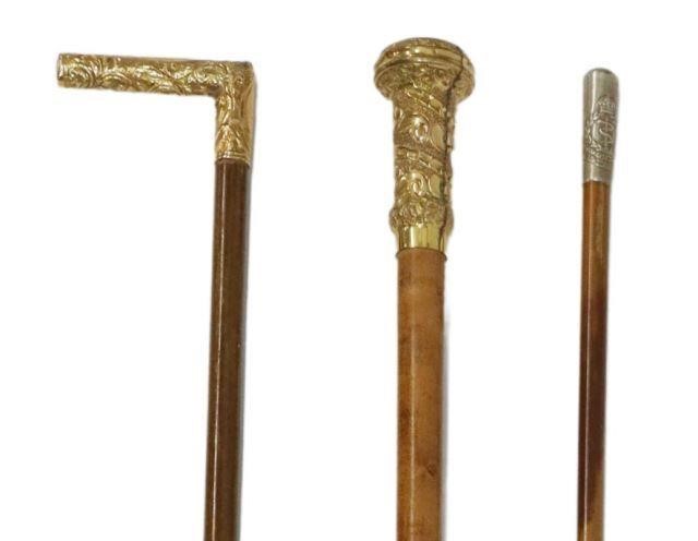 (3) VICTORIAN CANES & WWII-ERA