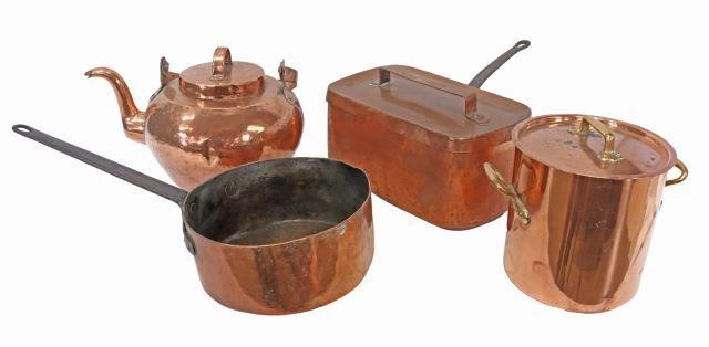  4 FRENCH COPPER KITCHENWARE  3593ef