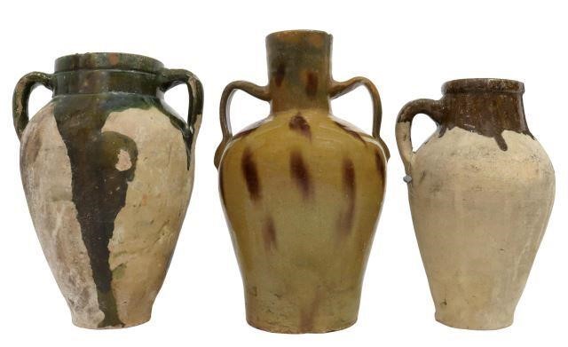 (3) FRENCH GLAZED EARTHENWARE HANDLED