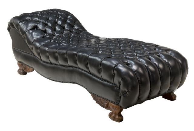 LATE VICTORIAN TUFTED CHAISE LOUNGE 3594aa