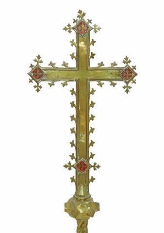 RELIGIOUS BRASS PROCESSIONAL CROSS  3594b2