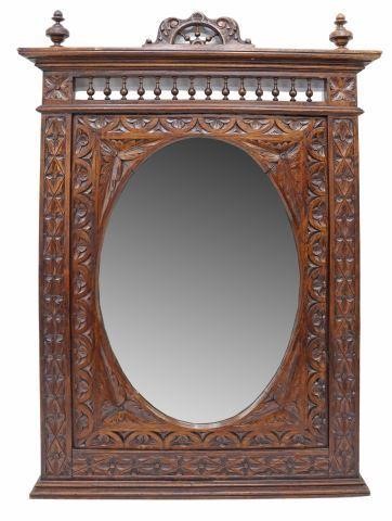 FRENCH BRETON CARVED OAK WALL MIRRORFrench 3594b1