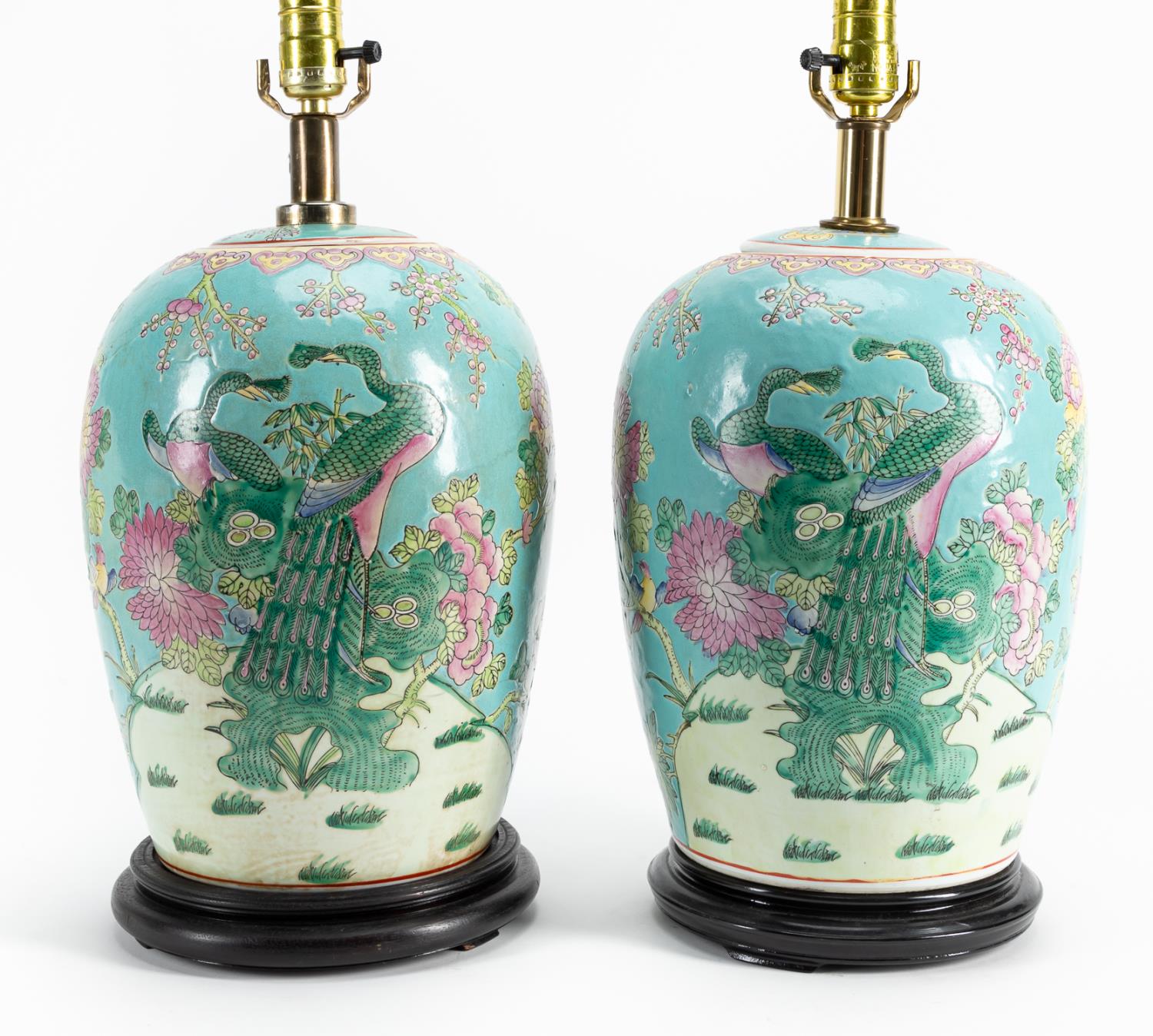 PAIR CHINESE PORCELAIN BLUE PEACOCK 359535