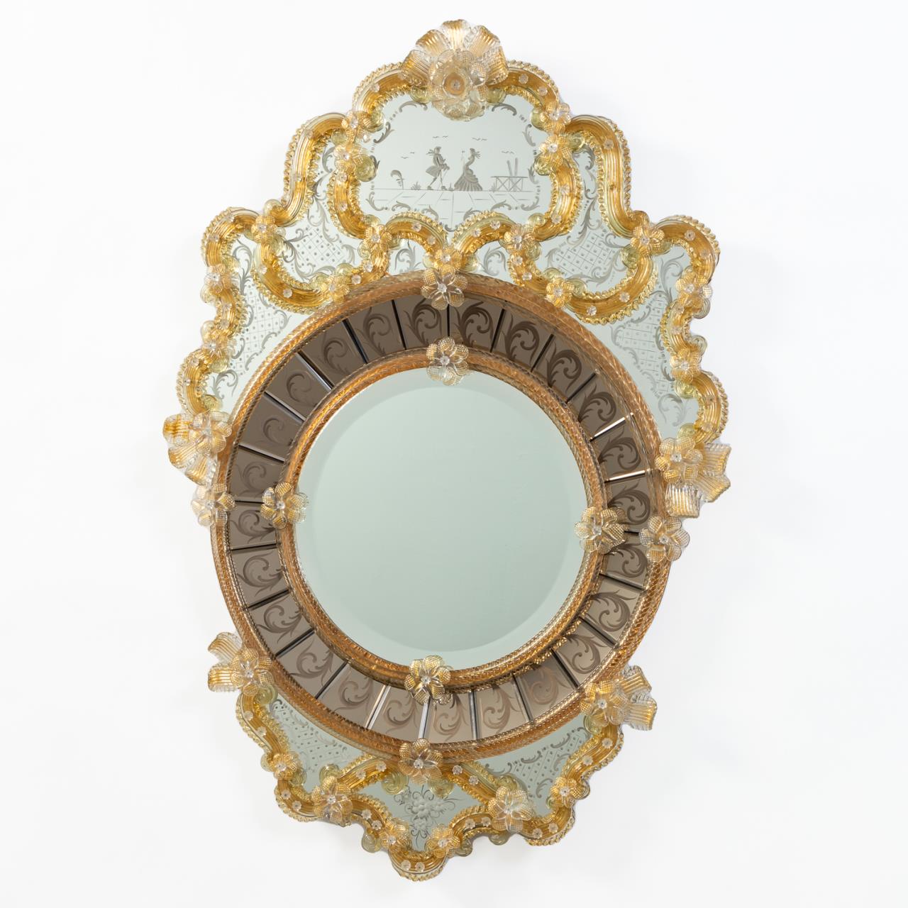 VENETIAN MIRROR WITH ETCHED COURTING 359577
