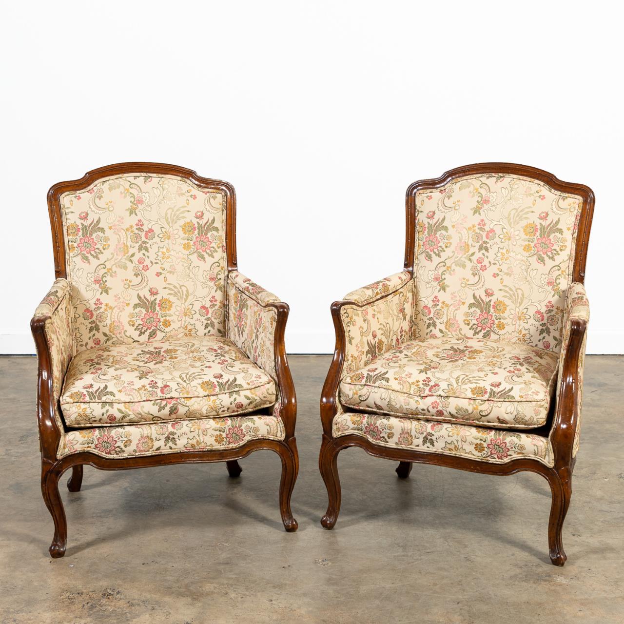 PR., LOUIS XV-STYLE WALNUT UPHOLSTERED