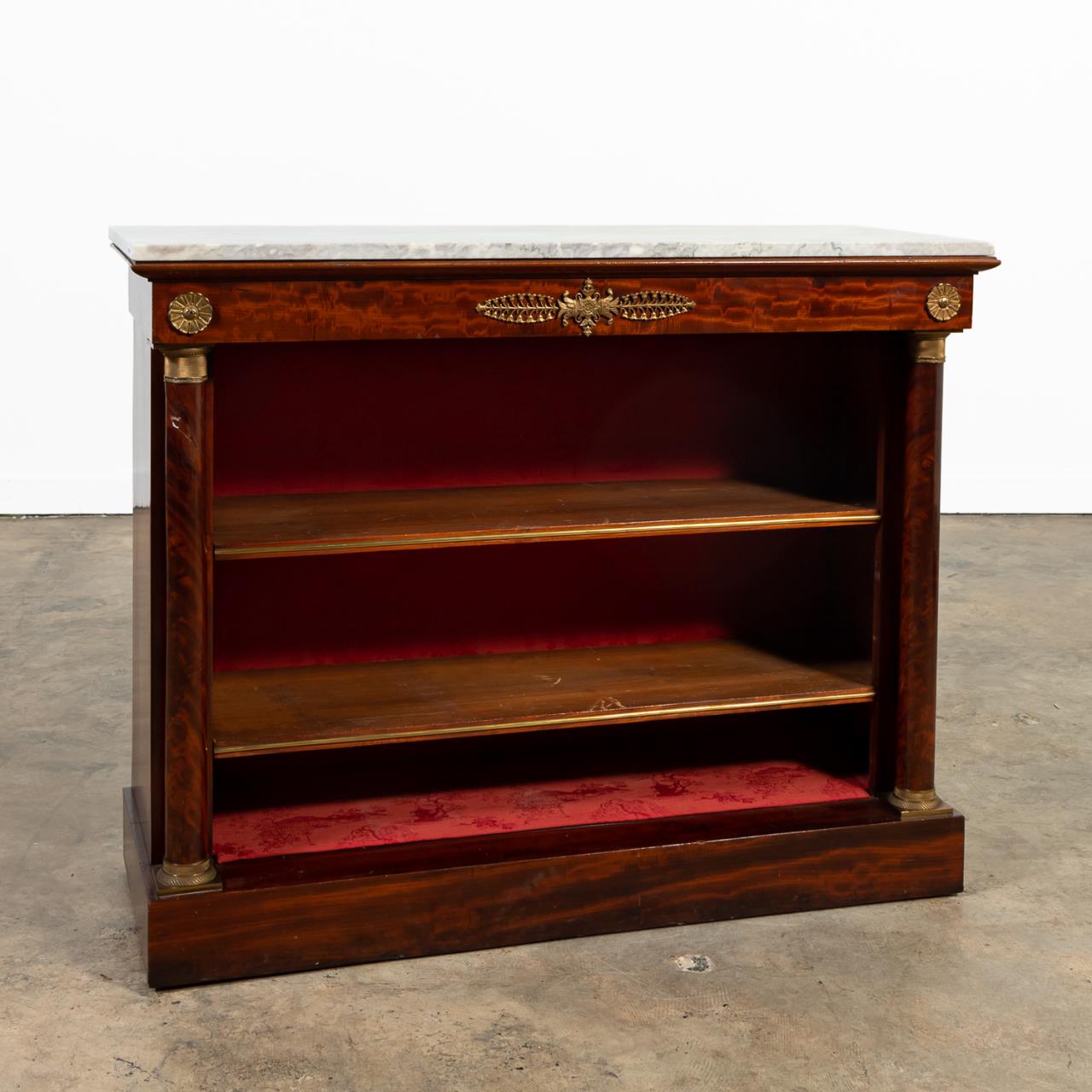 EMPIRE-STYLE MARBLE TOP MAHOGANY BOOKCASE