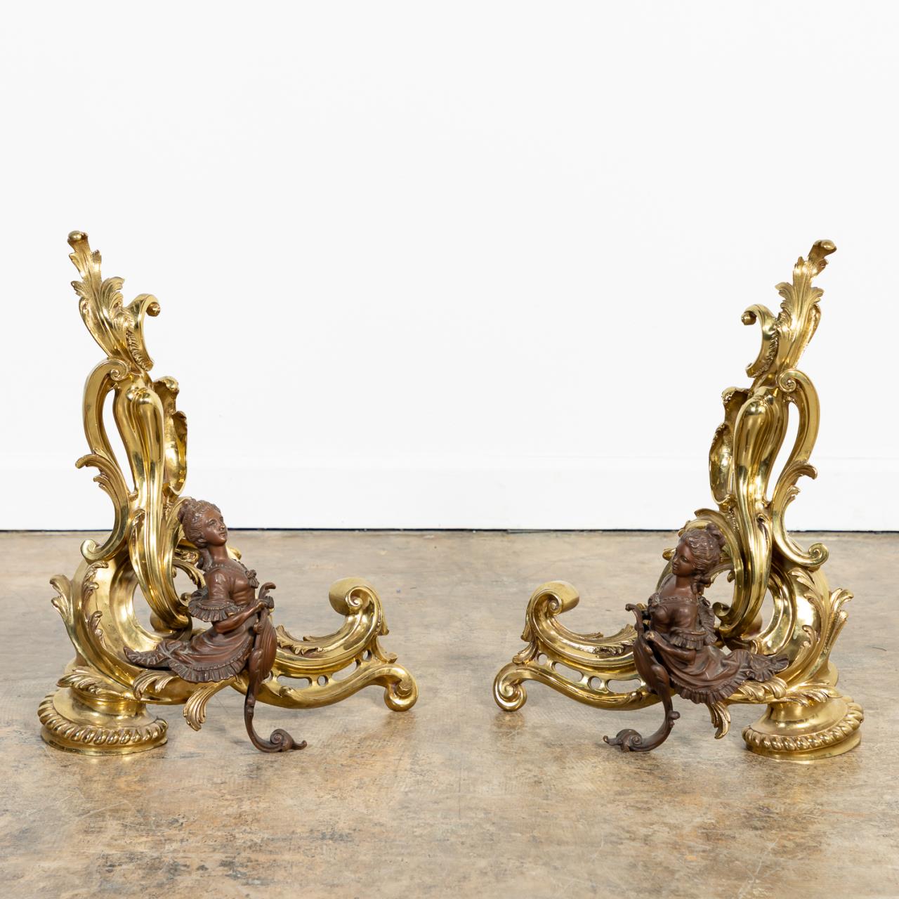 PAIR FRENCH BRASS FEMALE FIGURE 3595bb