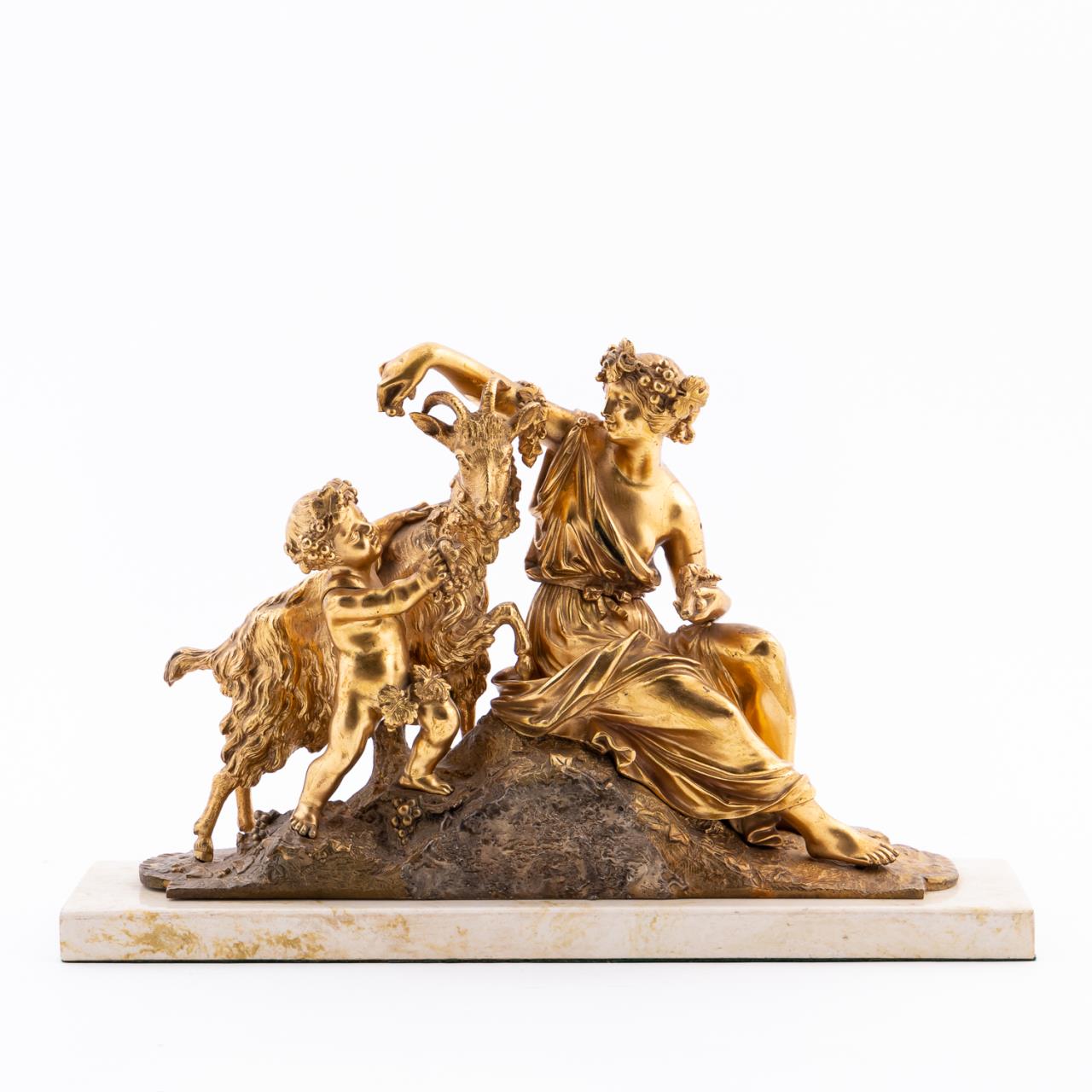 GILT BRONZE MAIDEN WITH GOAT AND 359607