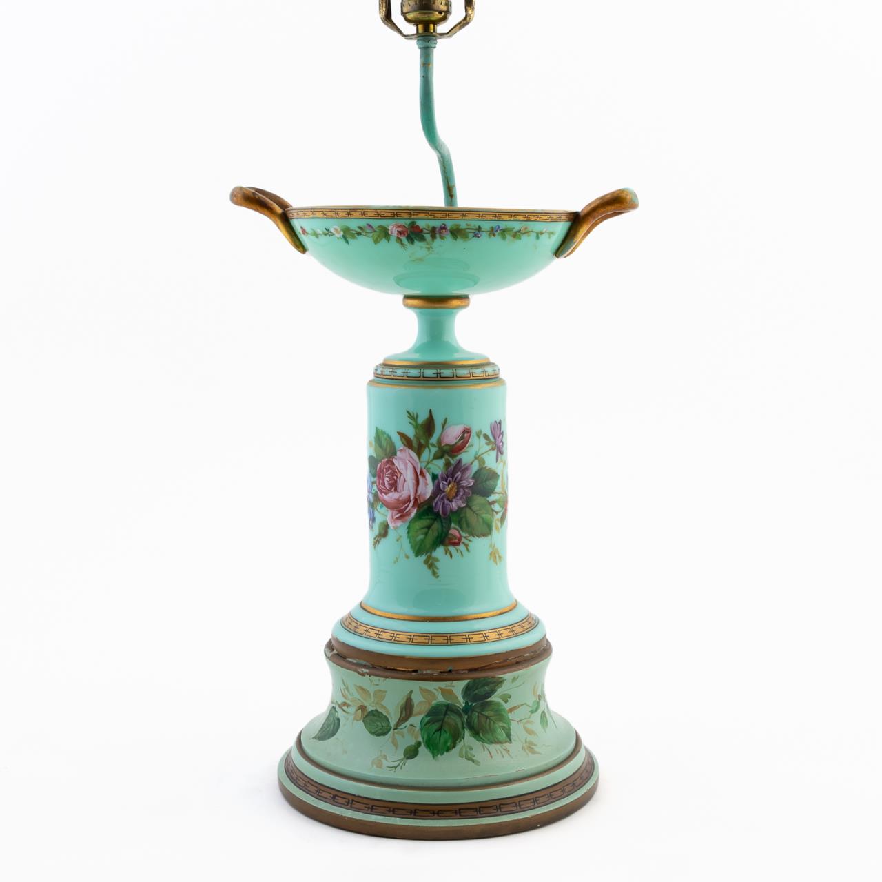 FRENCH GREEN OPALINE GLASS TAZZA