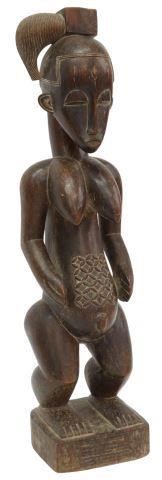 AFRICAN BAULE CARVED FERTILITY STATUE,