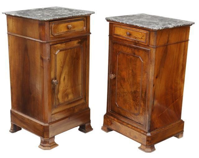  2 FRENCH LOUIS PHILIPPE MARBLE TOP 3596db