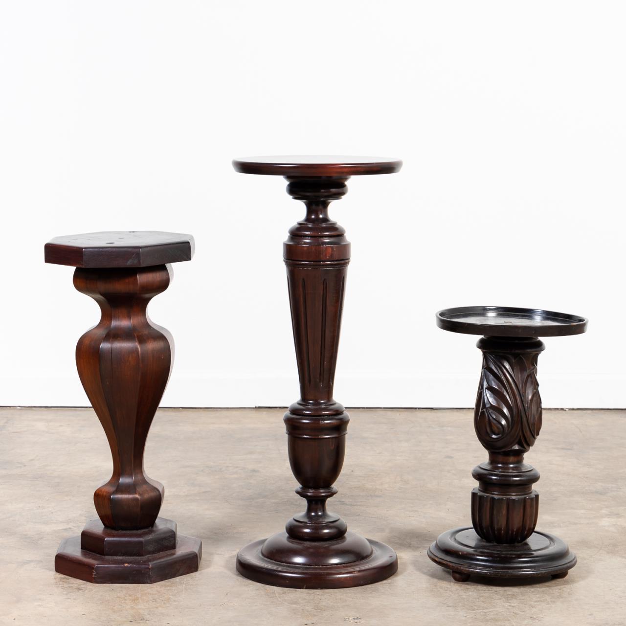 GROUP 3 CARVED DARK STAINED WOODEN 359732