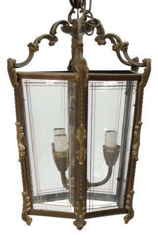 ITALIAN BRASS GLASS HANGING LANTERN  35975c