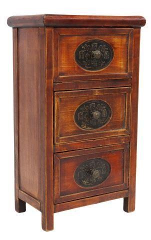 SMALL CHINESE CARVED HARDWOOD THREE DRAWER 359757